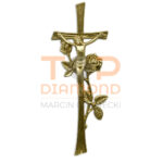 KRZYŻ Z WIZERUNKIEM MOSIĘŻNY 40cm OPLATANY RÓŻĄ ZŁOTY