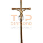 KRZYŻ MOSIĘŻNY KRESKA ROMANO BRĄZ Z WIZERUNKIEM - 50 cm Z WIZERUNKIEM