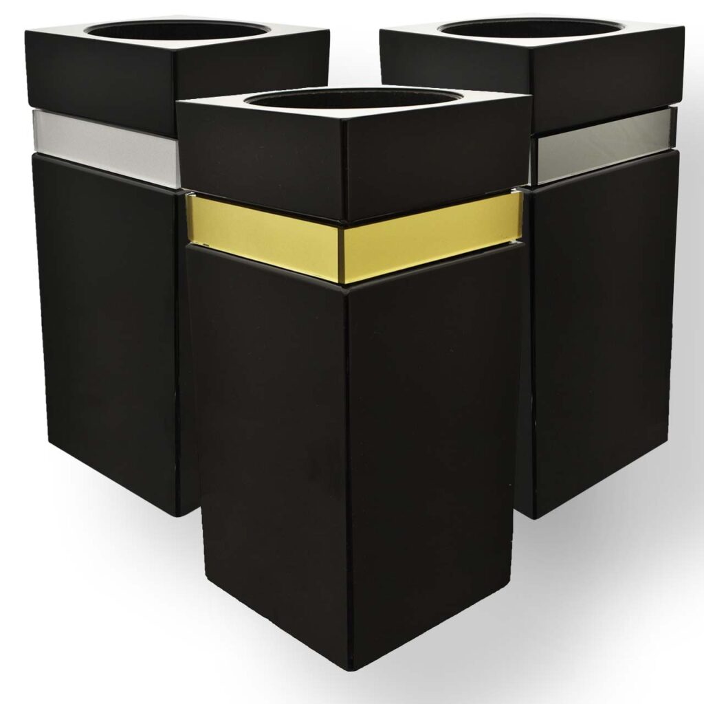 WAZON ŻYWICA CZARNY KWADRATOWY ZE WSTAWKĄ