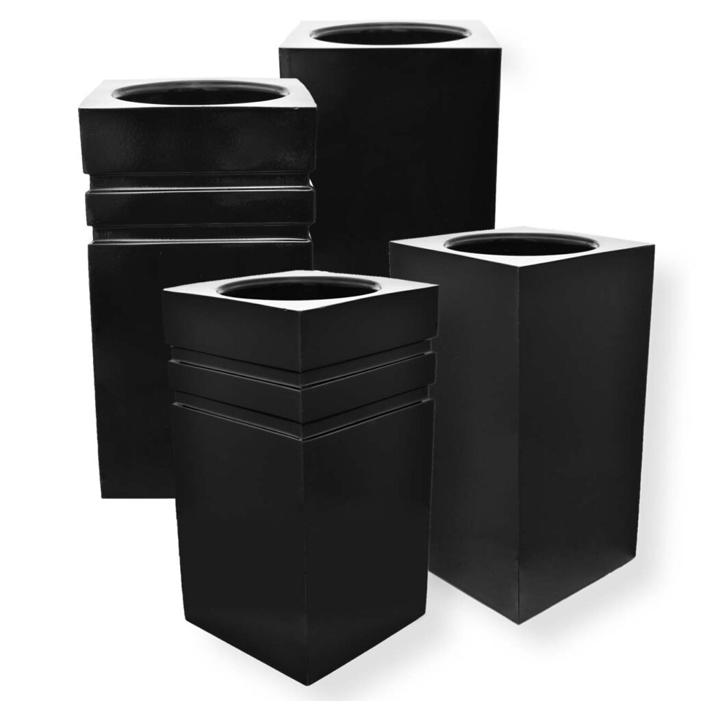 WAZON Z ŻYWICY KWADRATOWY CZARNY