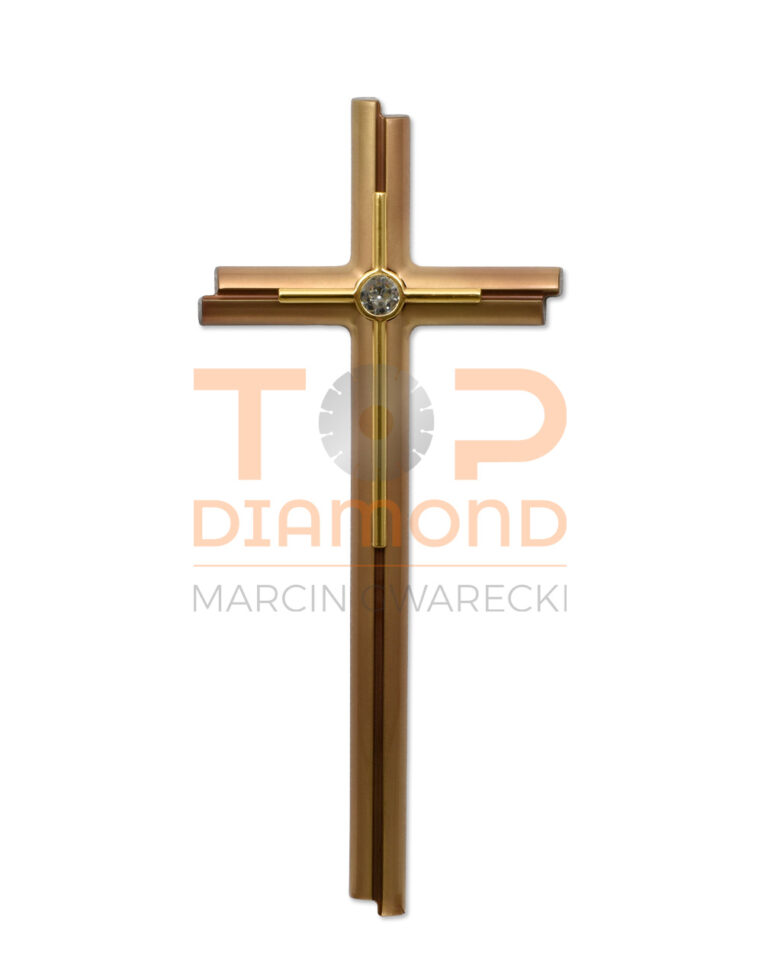 KRZYŻ MOSIĘŻNY Z BRYLANTEM BRĄZ