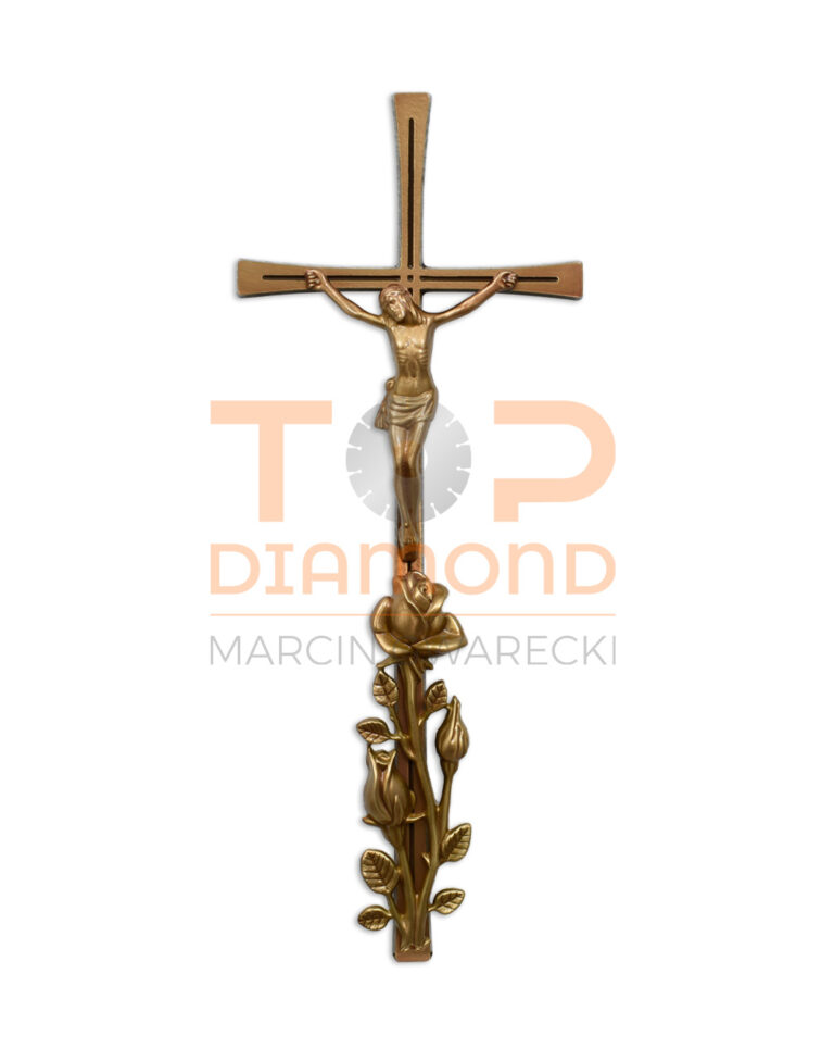 KRZYŻ MOSIĘŻNY KRESKA ROMANO BRĄZ Z WIZERUNKIEM