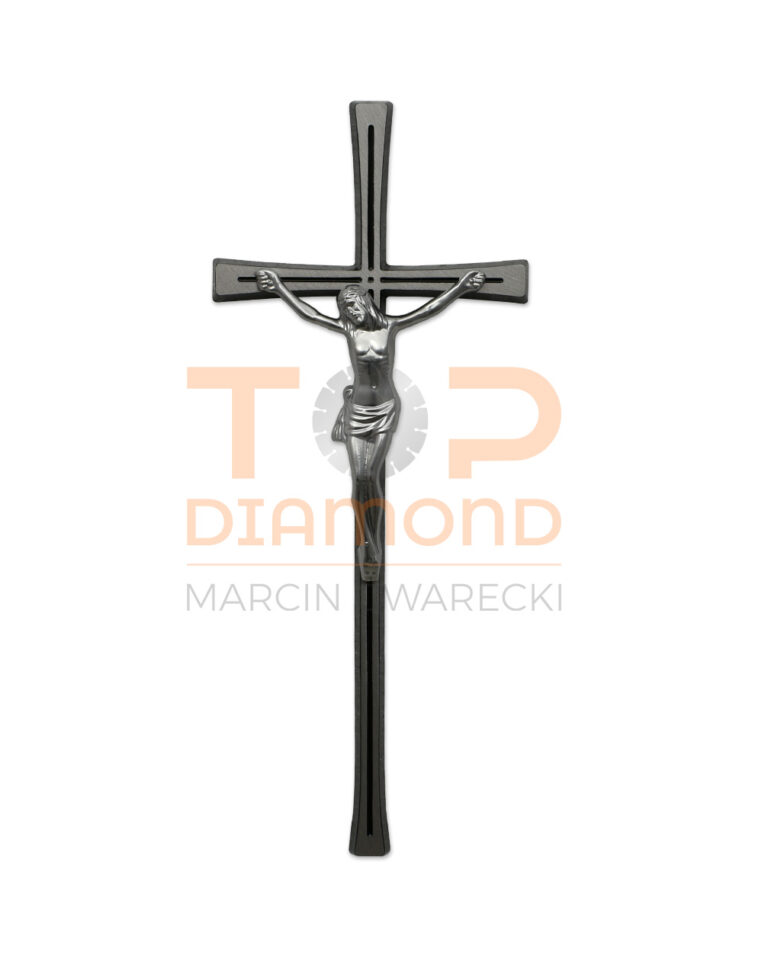 KRZYŻ ALUMINIOWY SREBRNY ROMANO - 40 cm Z WIZERUNKIEM