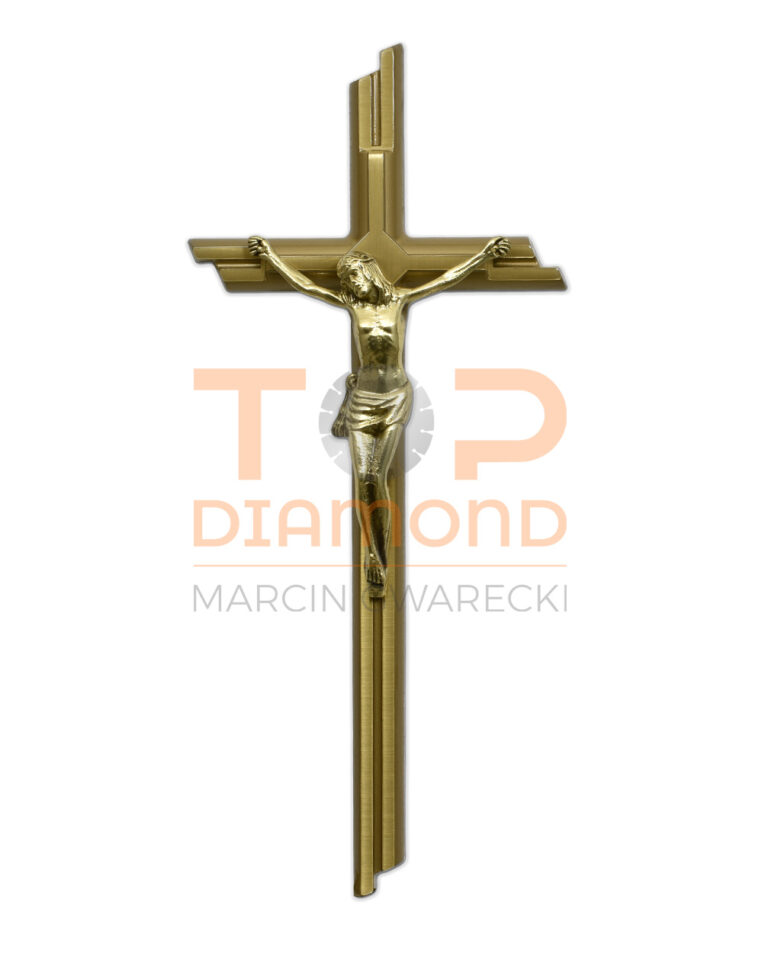 KRZYŻ Z WIZERUNKIEM MOSIĘŻNY 50cm JASNY ZŁOTY