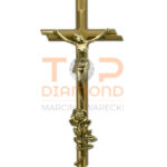 KRZYŻ Z WIZERUNKIEM MOSIĘŻNY 50cm JASNY ZŁOTY
