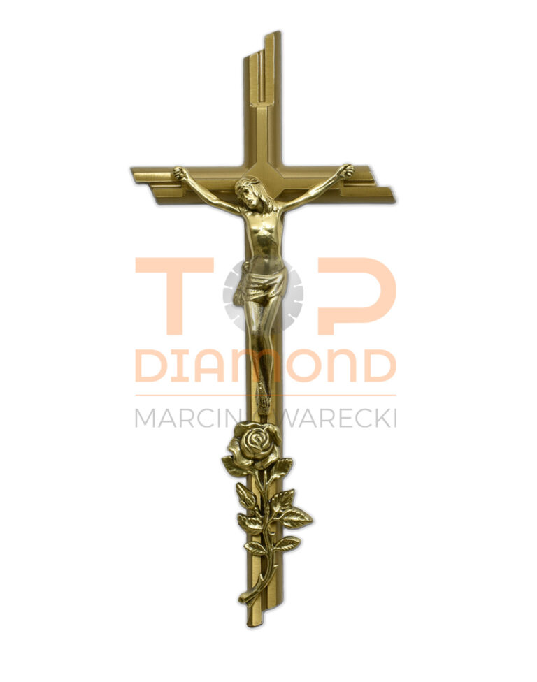 KRZYŻ Z WIZERUNKIEM MOSIĘŻNY 50cm JASNY ZŁOTY