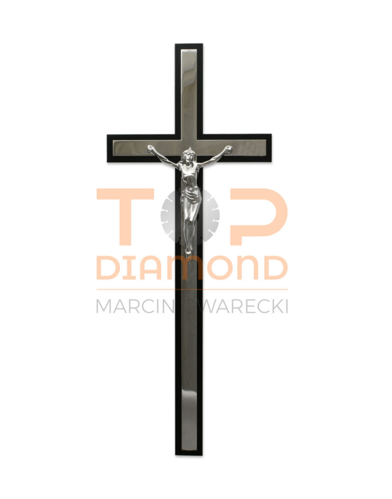 KRZYŻ ZE STALI NIERDZEWNEJ BLACHA+BLACHA - 50 cm Z WIZERUNKIEM