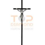 KRZYŻ ALUMINIOWY CZARNY KWADRAT ROMANO Z PASYJKĄ