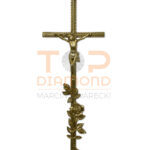 KOZ KRZYŻ Z KORONKĄ JASNY PLECIONKA Z RÓŻĄ