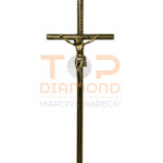 KRZYŻ Z KORONKĄ PLECIONKA 50cm CZARNO-ZŁOTY