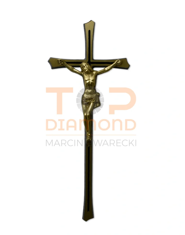KRZYŻ MOSIĘŻNY Z WIZERUNKIEM CZARNO-ZŁOTY 30cm