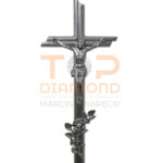 KRZYŻ Z PASYJKĄ I RÓŻĄ CHROM 50 cm