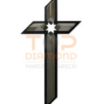 KRZYŻ WISZĄCY ZE STALI NIERDZEWNEJ Z CZARNĄ RAMKĄ