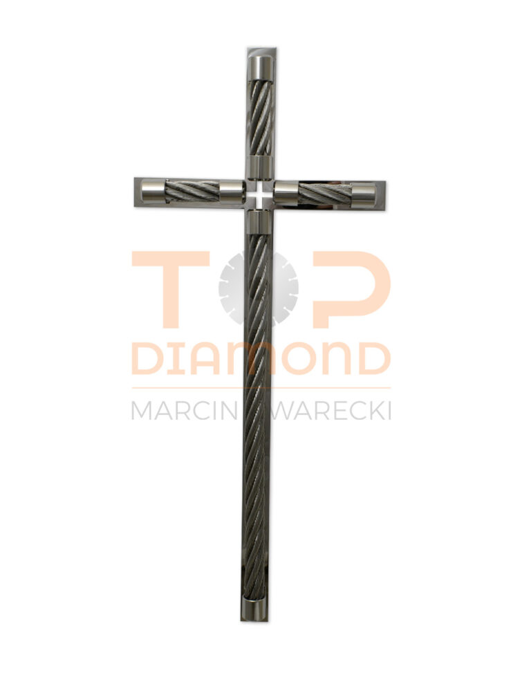 KRZYŻ ZE STALI NIERDZEWNEJ LINA OKRĄGŁA Z BLASZKĄ