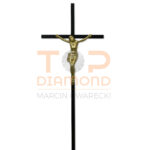 KRZYŻ PROSTY Z WIZERUNKIEM ZŁOTY1cm CZARNY