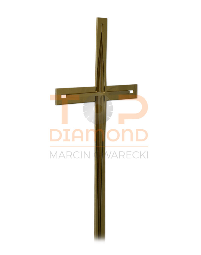 KRZYŻ WISZĄCY ZE STALI NIERDZEWNEJ Z WYPUKŁYM PŁASKOWNIKIEM ZŁOTY